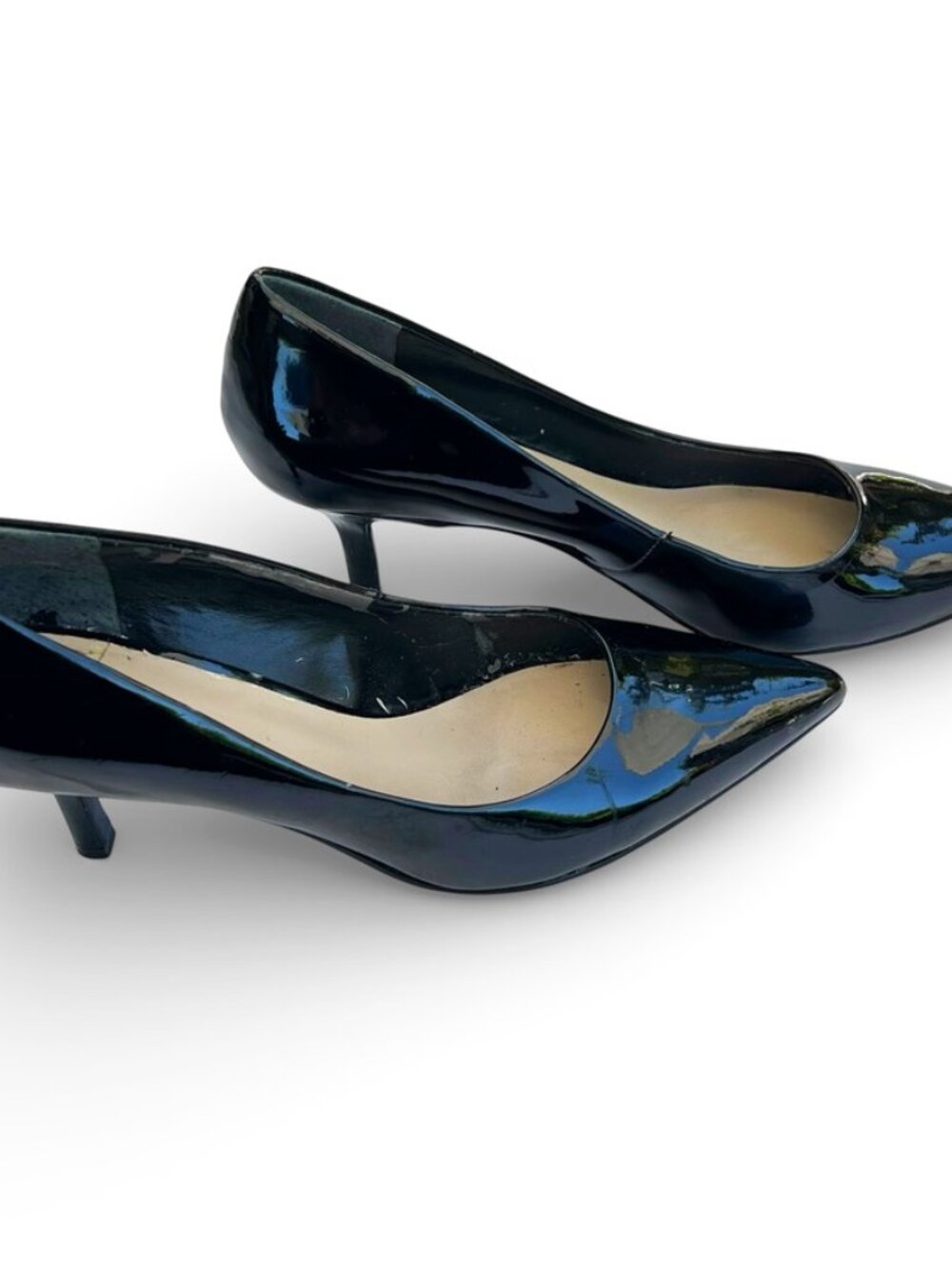 Nine West Black Patent Leather Pumps Pointed Toe Y2K Soft Grunge Polished 8.5 - Picture 11 of 12